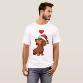 Cute Christmas Dachshund Santa Hat Holiday Dog Tシャツ (正面フル)