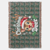 Cute Christmas Deer Illustration スローブランケット (正面縦)