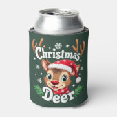 Cute Christmas Deer Illustration 缶クーラー (缶正面)