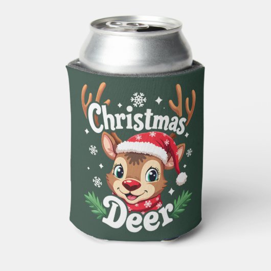 Cute Christmas Deer Illustration 缶クーラー (缶裏面)