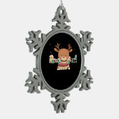 Cute Christmas Deer Minimal Design  スノーフレークピューターオーナメント (左)