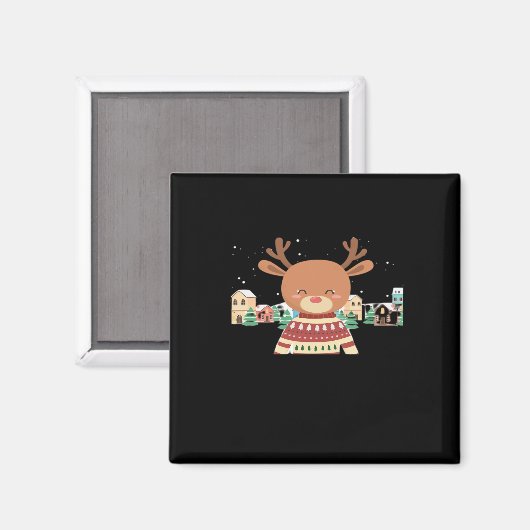 Cute Christmas Deer Minimal Design  マグネット (正面/裏面)