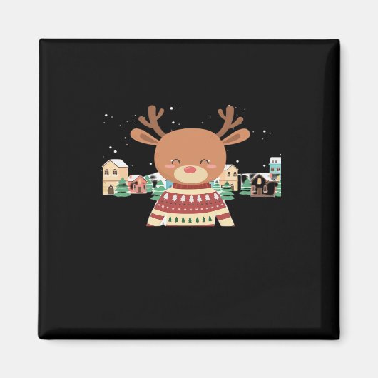 Cute Christmas Deer Minimal Design  マグネット (正面)