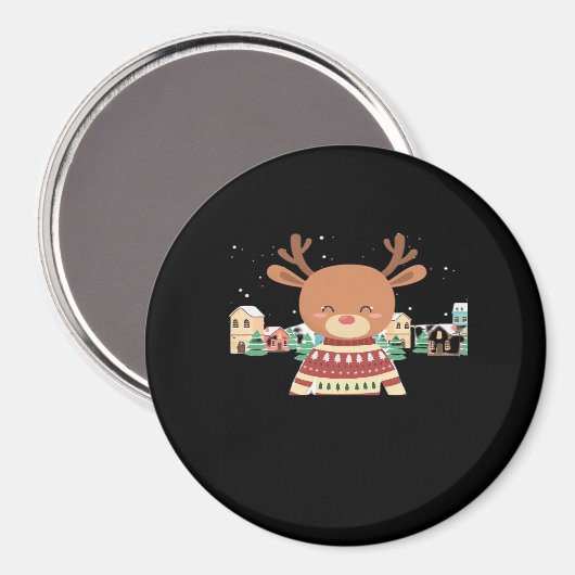 Cute Christmas Deer Minimal Design  マグネット (正面/裏面)