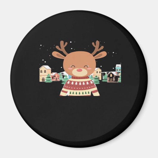 Cute Christmas Deer Minimal Design マグネット (正面)