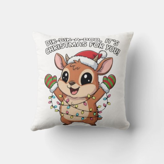 Cute Christmas Dik-Dik – Festive Holiday Lights &  クッション (裏面)