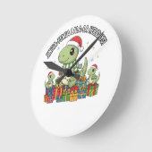 Cute Christmas Dino Family – Festive Holiday Gifts ラウンド壁時計 (傾斜)