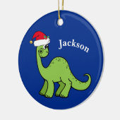 Cute Christmas Dinosaur Custom Kids Blue セラミックオーナメント (左)