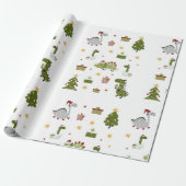 Cute Christmas Dinosaur Holiday Design wrapping  ラッピングペーパー (アンロールド)