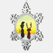 cute christmas dog スノーフレークピューターオーナメント (右)