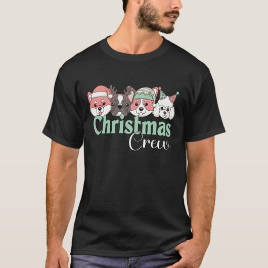 Cute Christmas Dog Crew Tシャツ (正面)