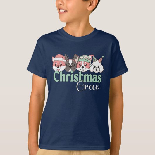 Cute Christmas Dog Crew Tシャツ (正面)