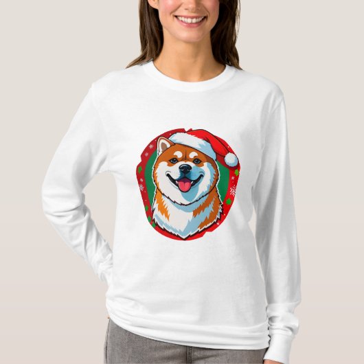 Cute Christmas Dog Festive Christmas Circle Tシャツ (正面)