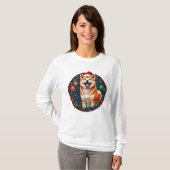 Cute Christmas Dog Festive Christmas Circle Tシャツ (正面フル)