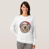 Cute Christmas Dog Festive Christmas Circle Tシャツ (正面フル)