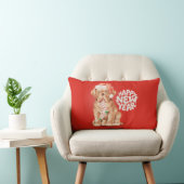 Cute Christmas Dog Pillow – Happy New Year Red ランバークッション (椅子)