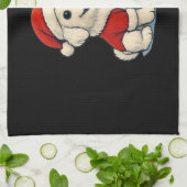 Cute Christmas Dog, Santa Hat Dog, With Christmas  キッチンタオル (折り畳み)