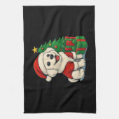 Cute Christmas Dog, Santa Hat Dog, With Christmas  キッチンタオル (縦)
