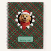 Cute Christmas Dog Tartan Break Through ノートブック (正面)