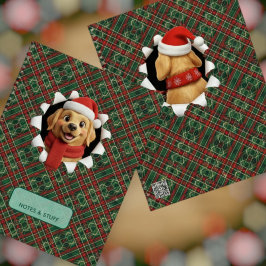 Cute Christmas Dog Tartan Break Through ノートブック