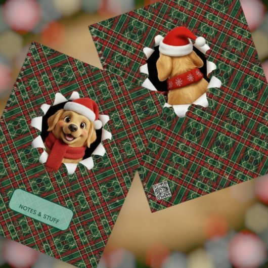 Cute Christmas Dog Tartan Break Through ノートブック