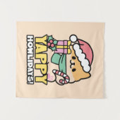 Cute Christmas Dog - Yappy Howlidays タペストリー (正面(横))