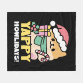 Cute Christmas Dog - Yappy Howlidays フリースブランケット (正面(横))