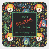 Cute Christmas Dogs スクエアシール (正面)