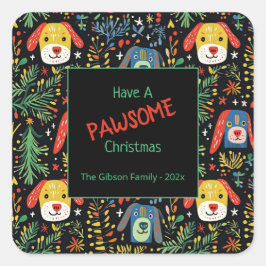 Cute Christmas Dogs スクエアシール