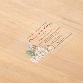 Cute Christmas dogs Christmas party アクリル招待状 (レイダウン)