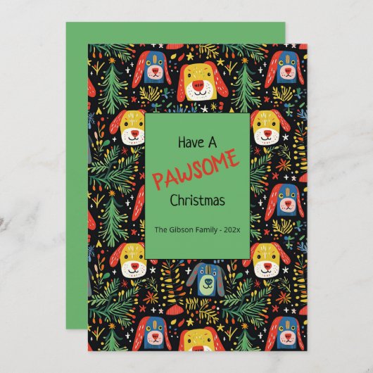 Cute Christmas Dogs Holiday Card シーズンカード (正面/裏面)