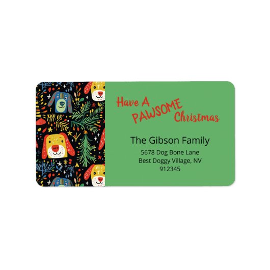 Cute Christmas Dogs Return Address Labels ラベル (正面)