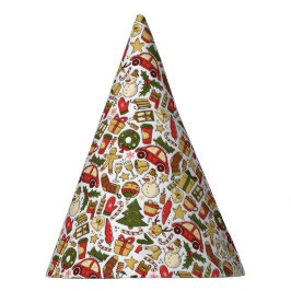 Cute Christmas Doodle Party Hat パーティーハット