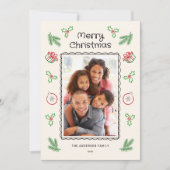 Cute Christmas Doodles Photo ChristmasHoliday Card シーズンカード (正面)