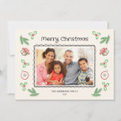 Cute Christmas Doodles Photo Holiday Card シーズンカード (正面)