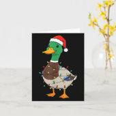 Cute Christmas Duck Mallard With Xmas Lights カード (黄色い花)