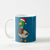 Cute Christmas Duck Mallard With Xmas Lights  コーヒーマグカップ (左)