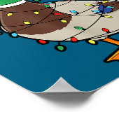 Cute Christmas Duck Mallard With Xmas Lights  ポスター (角)