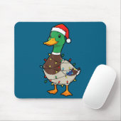 Cute Christmas Duck Mallard With Xmas Lights  マウスパッド (マウス)