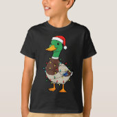 Cute Christmas Duck Mallard With Xmas Lights  Tシャツ (正面)