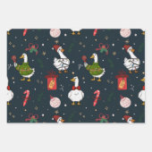 Cute Christmas Ducks Gift Wrap ラッピングペーパーシート (正面2)