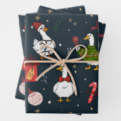 Cute Christmas Ducks Gift Wrap ラッピングペーパーシート (インサイチュ)