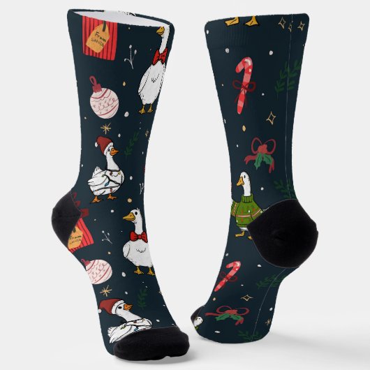 Cute Christmas Ducks Socks ソックス (傾斜あり)