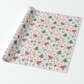 Cute Christmas Element Seamless Pattern Monogram ラッピングペーパー (アンロールド)