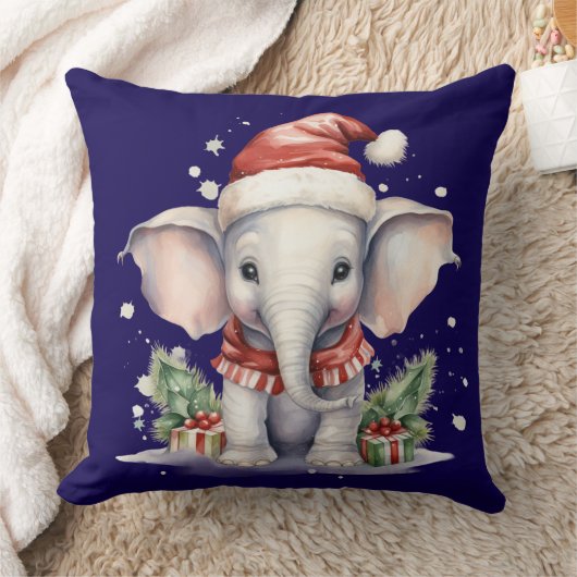 Cute Christmas Elephant クッション (ブランケット)