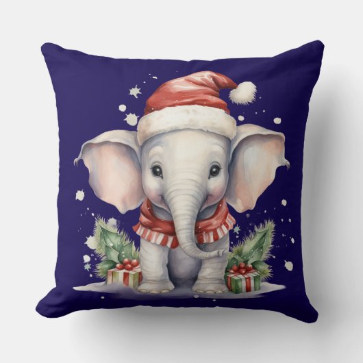 Cute Christmas Elephant クッション (正面)