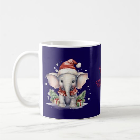 Cute Christmas Elephant コーヒーマグカップ (左)