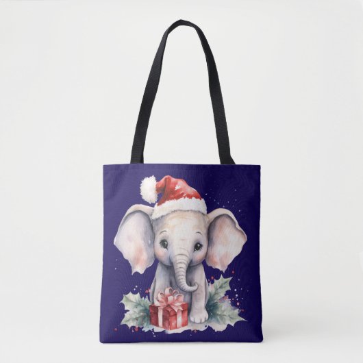 Cute Christmas Elephant トートバッグ (正面)