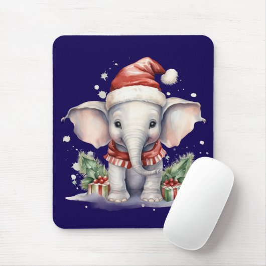 Cute Christmas Elephant マウスパッド (マウス)