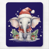 Cute Christmas Elephant マウスパッド (正面)